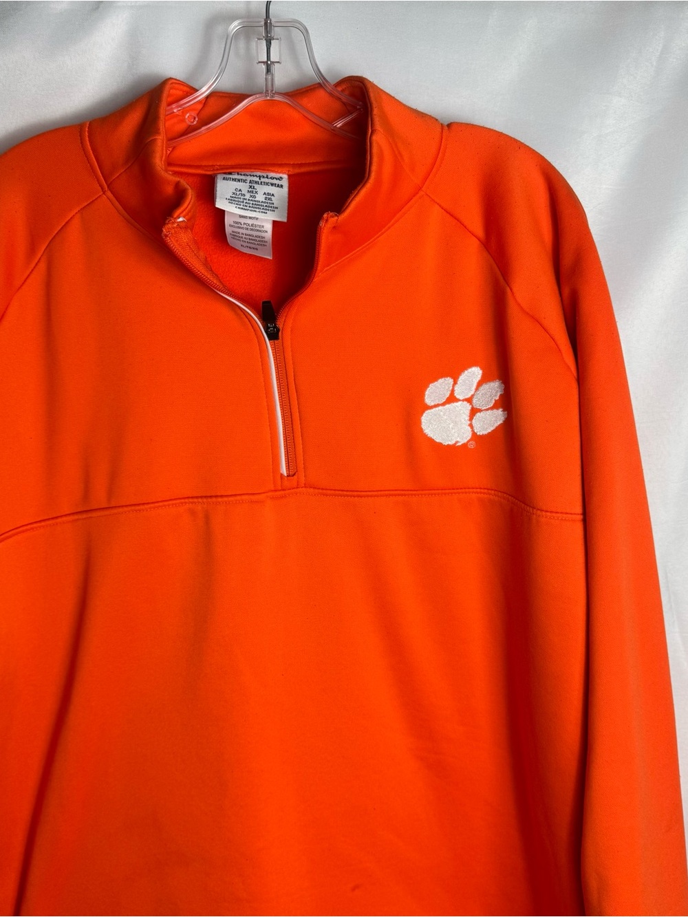 Clemson Tigers Champion Shirt Mens XL Orange NCAA Football 1/4 Zip Pullover